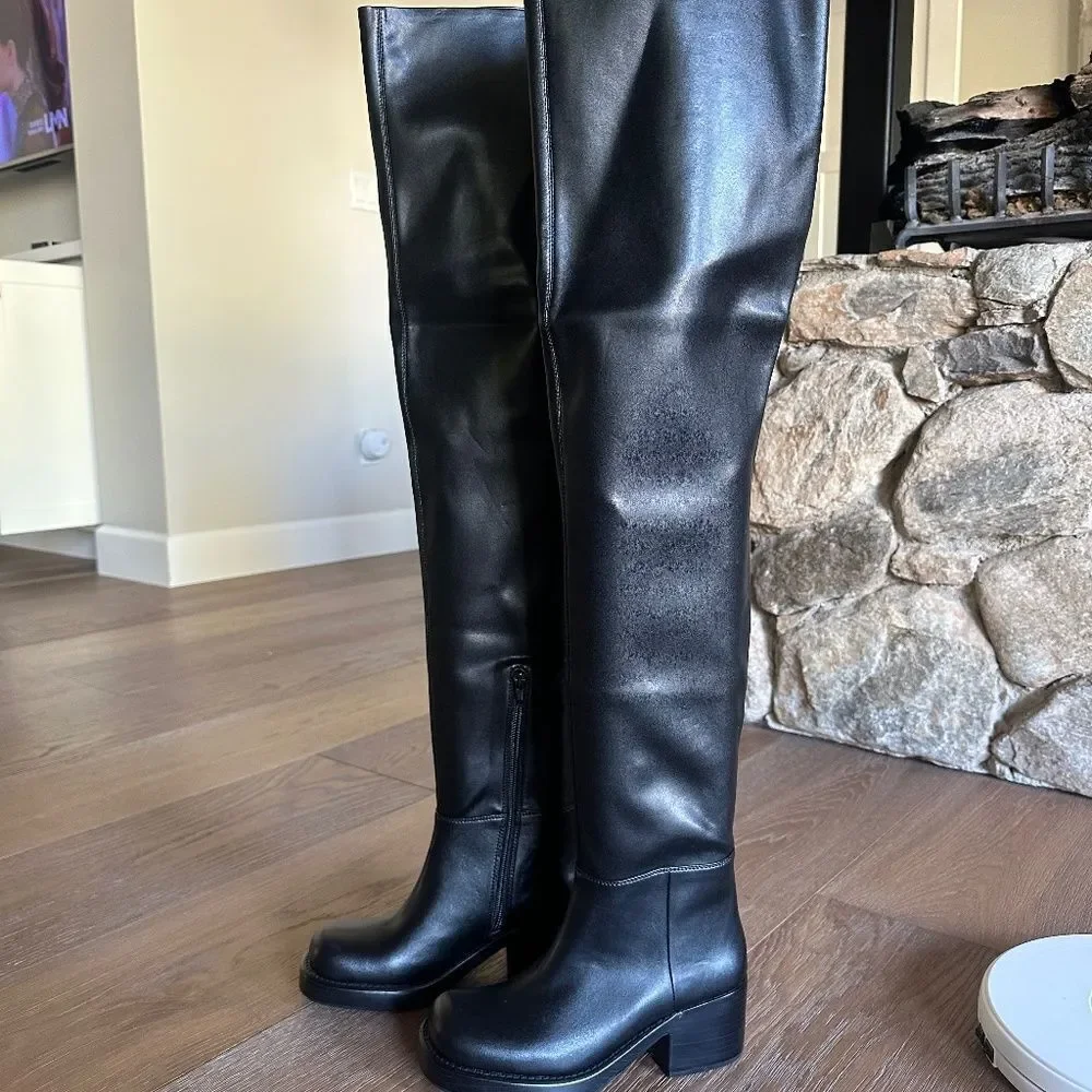 Jeffery Campbell Black Thigh High Platform Boots NEW Statement OTK Size 6